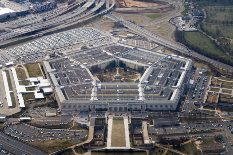 The Pentagon is seen from the air in Washington, U.S., March 3, 2022, more than a week after Russia invaded Ukraine. REUTERS/Joshua Roberts