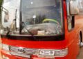 Bawku-Accra bound bus with police escort shot