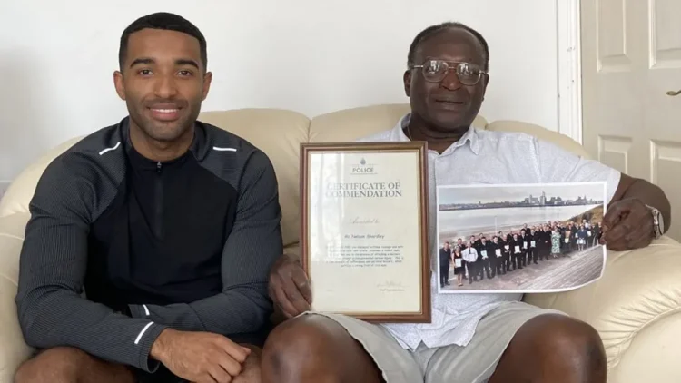 Nelson Shardey (r) seen here with his son Jacob (l), won a police commendation for bravery