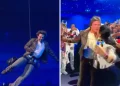 Tom Cruise abseils off stadium roof in daring Olympic finale