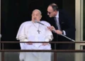Pope Francis makes first appearance from Rome hospital